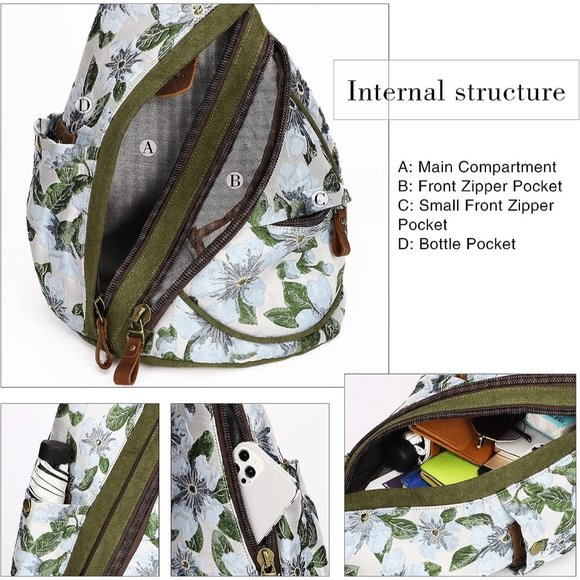 Women Small Casual Canvas Sling Crossbody Shoulder Bag main image 6